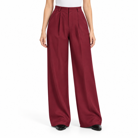 Pantalon femme large à pinces style jegging – Taille haute