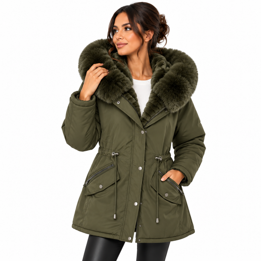 Parka Courte Femme à Capuche en Fausse Fourrure – Doublure Intégrale Douce et Chaude