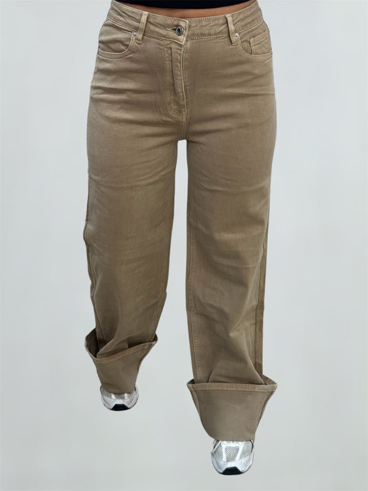 Jeans ourlet beige