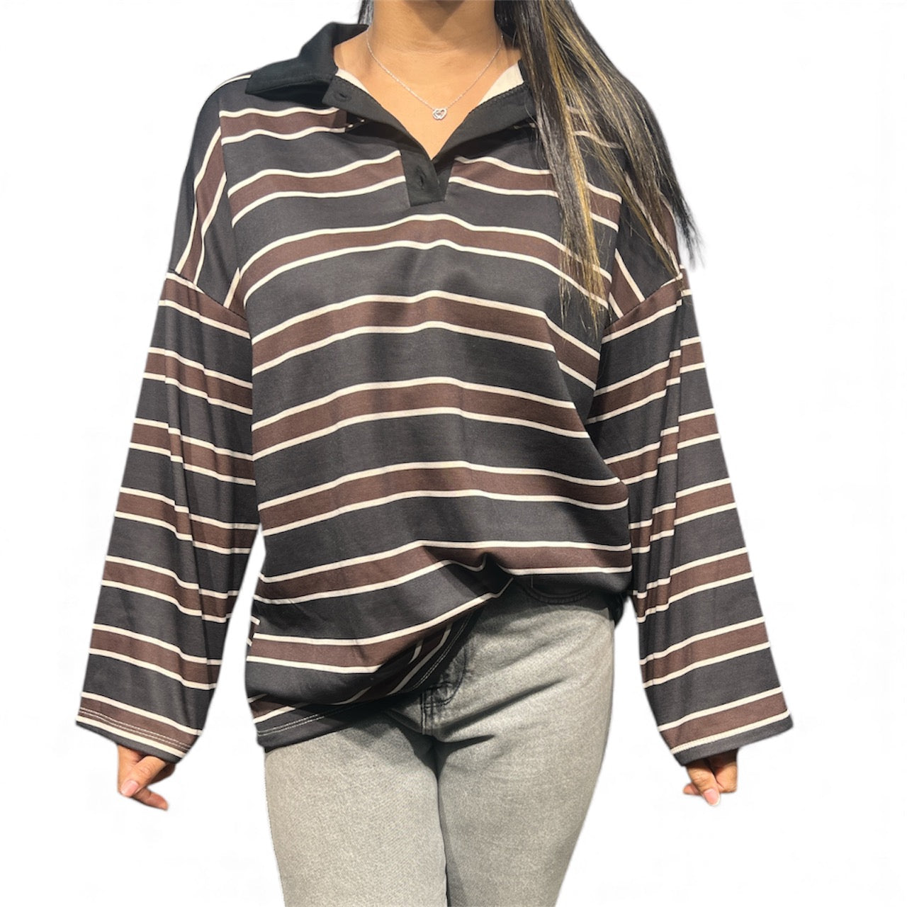 Pull oversize stylé a rayures 248