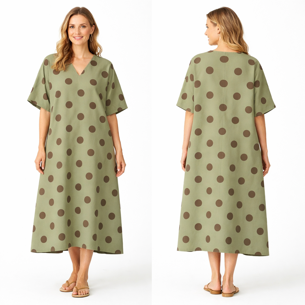 Robe longue oversize fluide coupe droite manches larges col V style chic confortable été femme