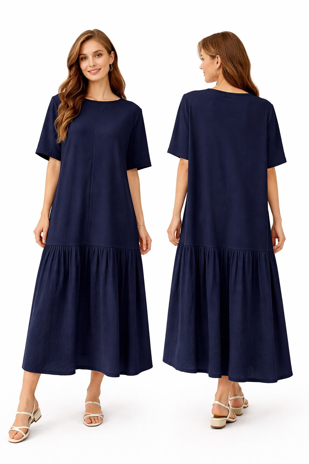 Conjunto falda larga fluida + top mangas largas cuello alto – atuendo elegante chic