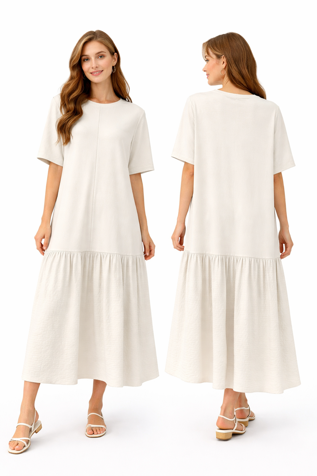 Robe longue fluide ample avec couture centrale et poches latérales – Coupe oversize confortable  – Style chic décontracté été