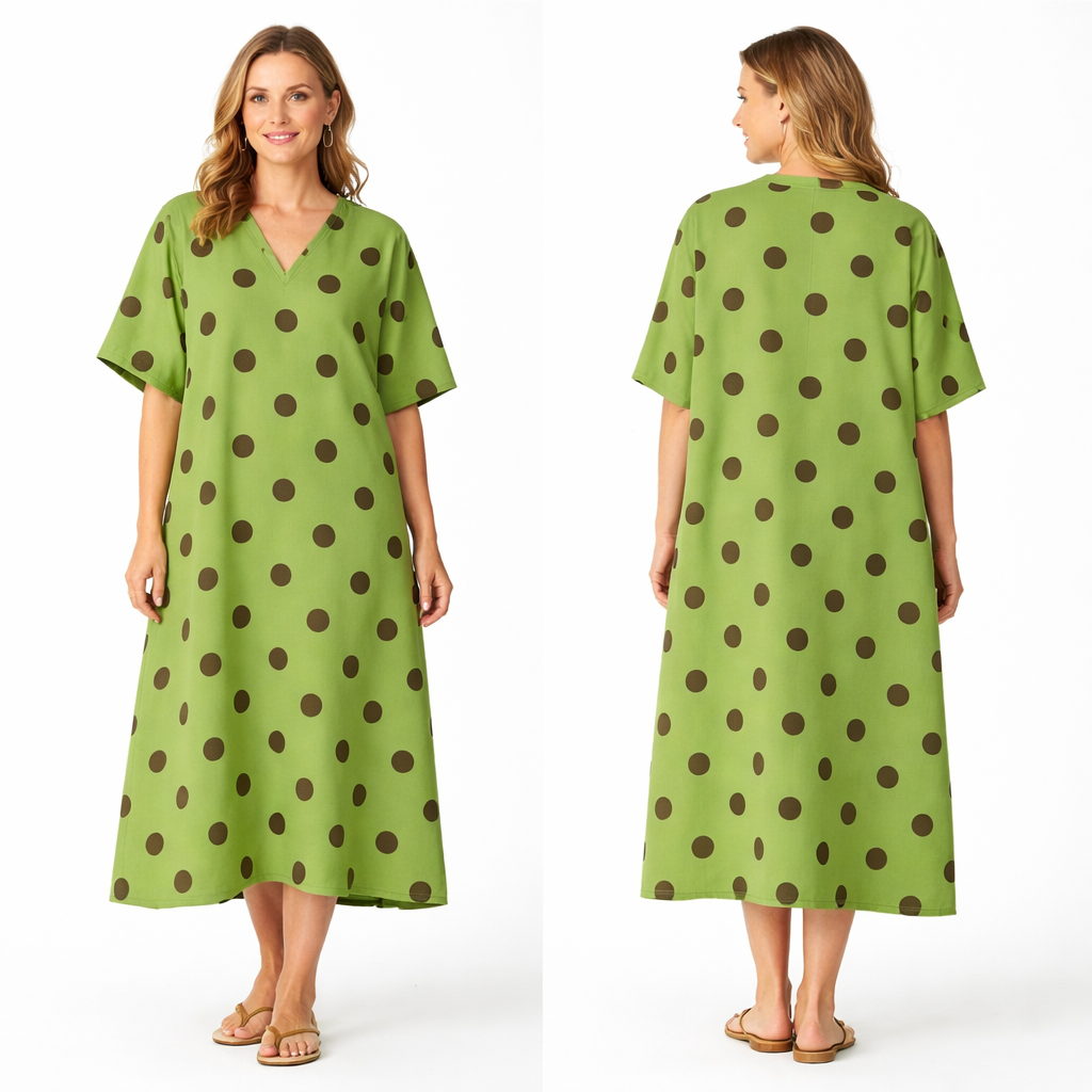 Robe longue oversize fluide coupe droite manches larges col V style chic confortable été femme