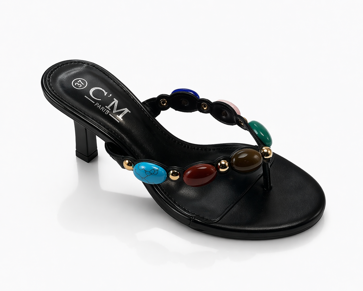 Heeled sandals with decorative stones – Elegant and trendy design