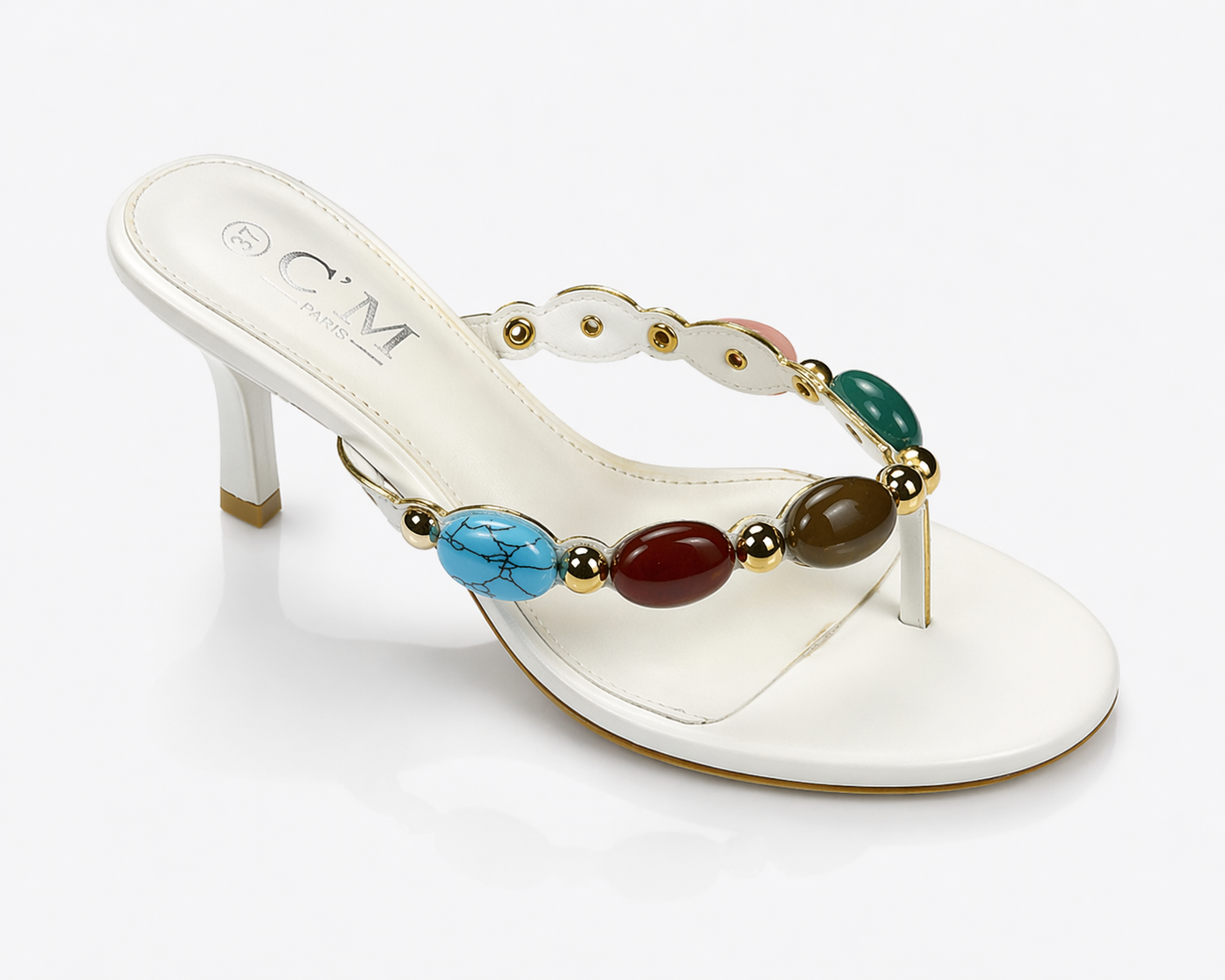 Heeled sandals with decorative stones – Elegant and trendy design
