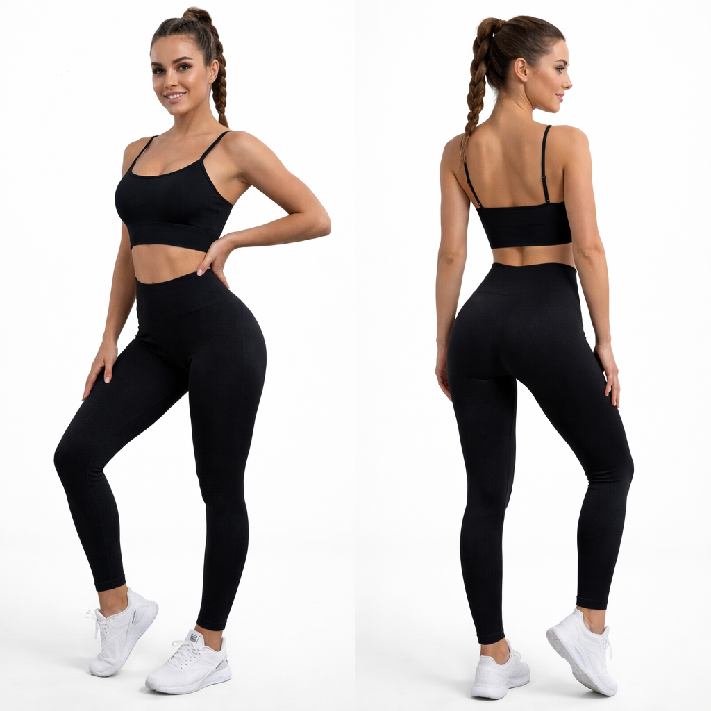 Ensemble sport sculptant seamless – legging taille haute & brassière maintien – coupe seconde peau