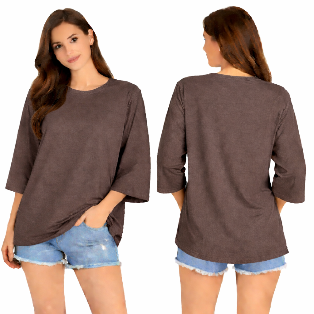 T-shirt femme oversize manches 3/4 larges coupe ample confortable style casual chic