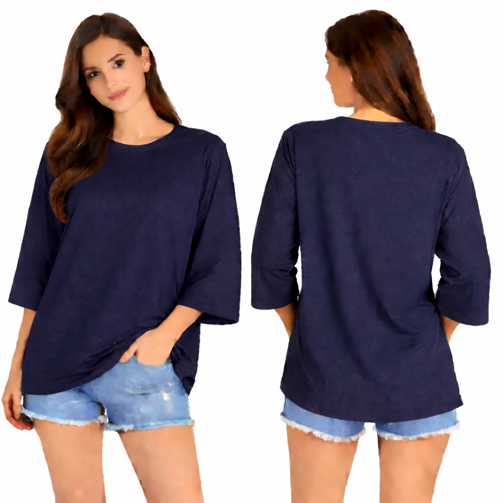 T-shirt femme oversize manches 3/4 larges coupe ample confortable style casual chic