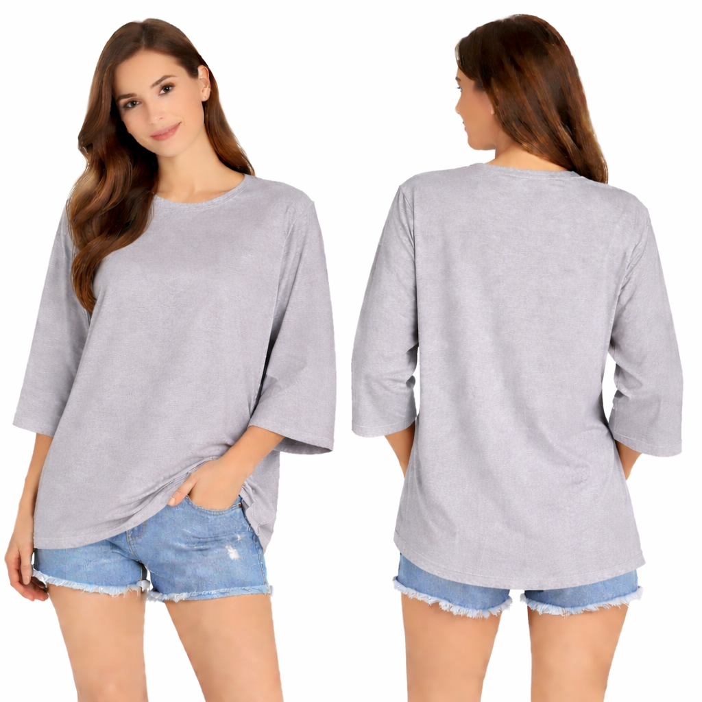 T-shirt femme oversize manches 3/4 larges coupe ample confortable style casual chic