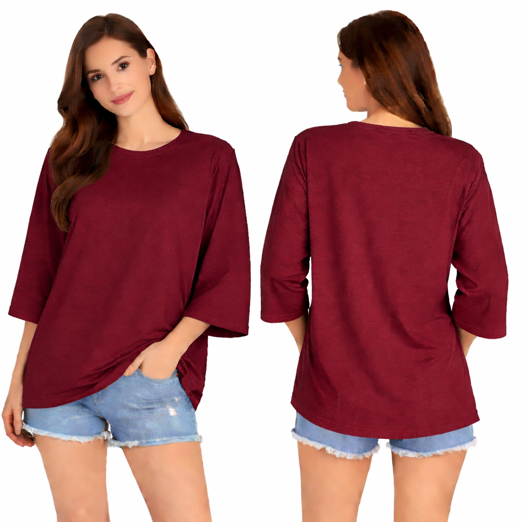 T-shirt femme oversize manches 3/4 larges coupe ample confortable style casual chic
