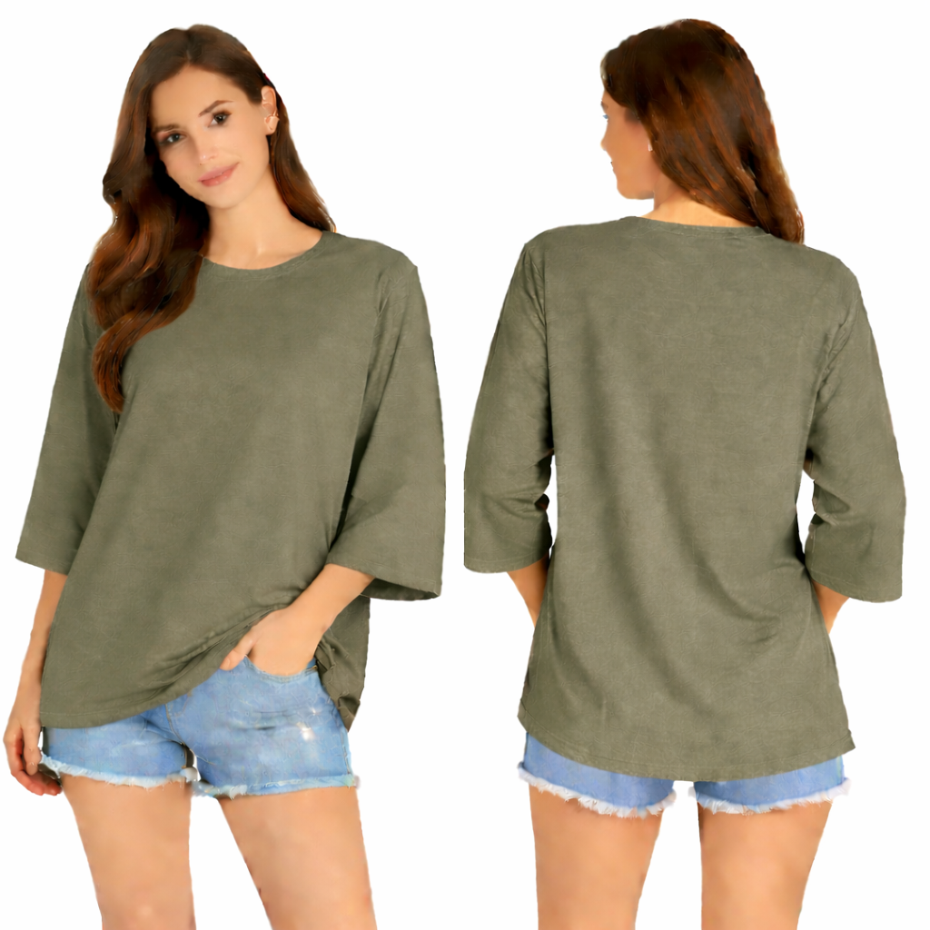 T-shirt femme oversize manches 3/4 larges coupe ample confortable style casual chic