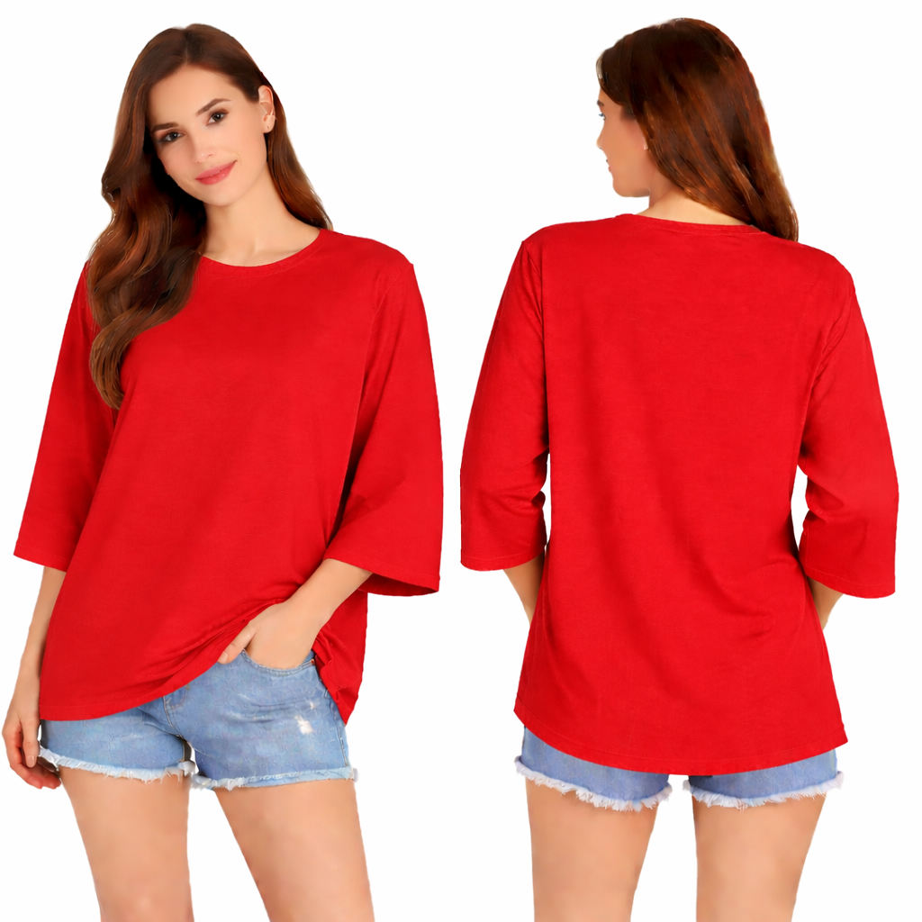 T-shirt femme oversize manches 3/4 larges coupe ample confortable style casual chic