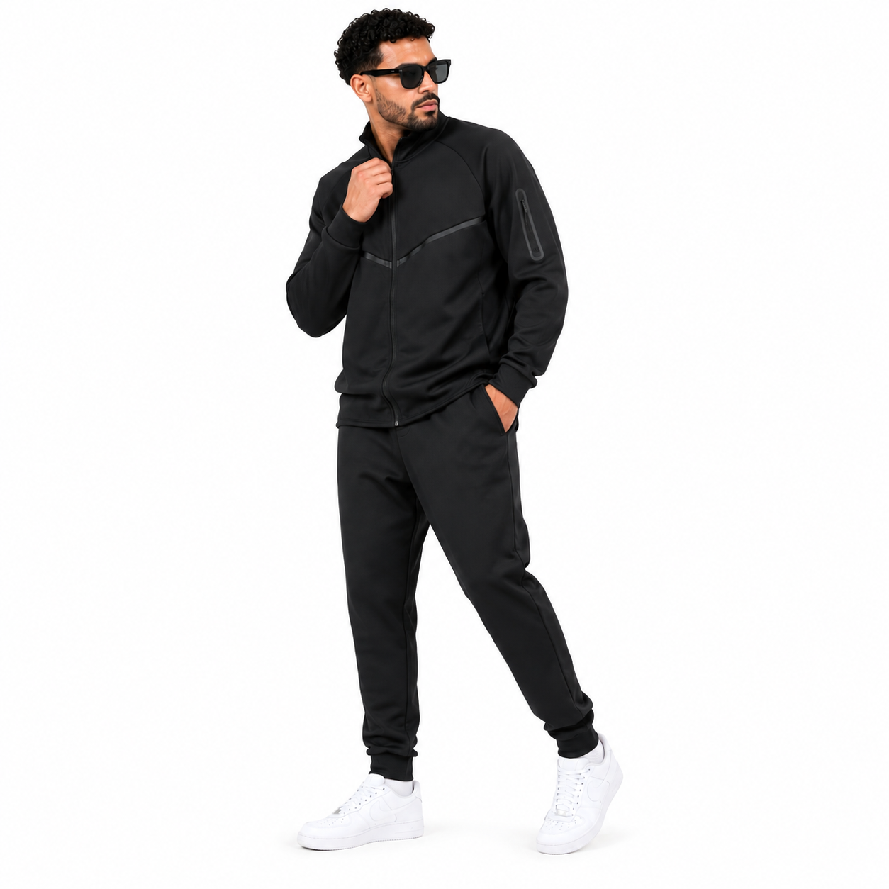 Ensemble de Survêtement Homme Zippé – Veste Col Montant & Pantalon Jogging Confort