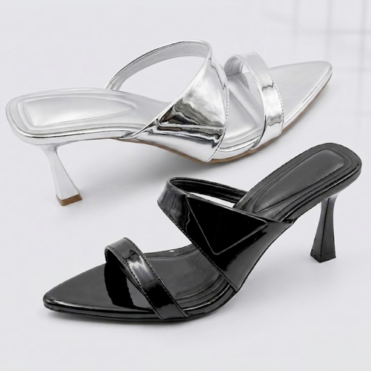 Chic mirror-effect mules – trendy pointed toe