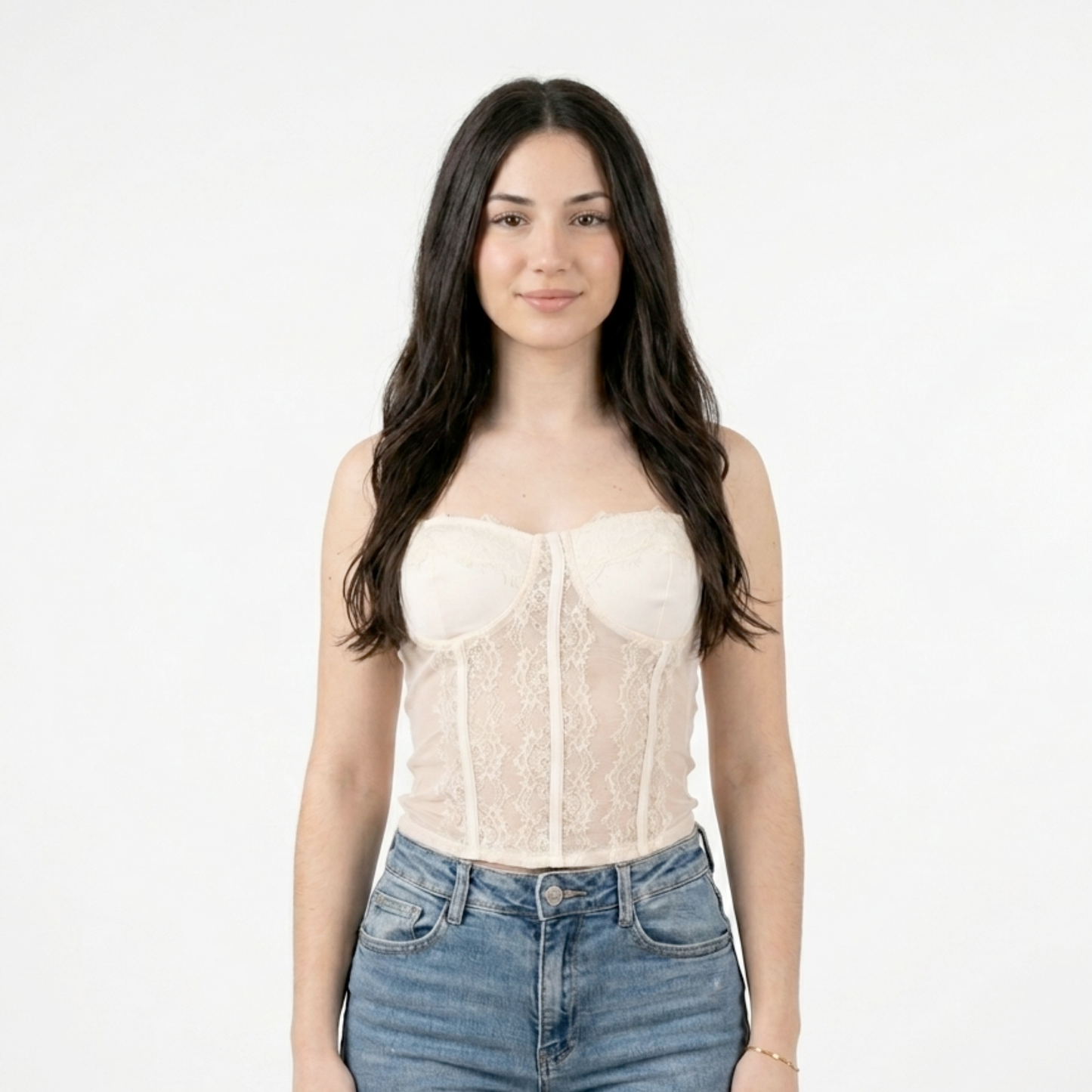 Damen-Korsettoberteil aus Spitze mit Spaghettiträgern – elegantes und trendiges, tailliertes Bustier