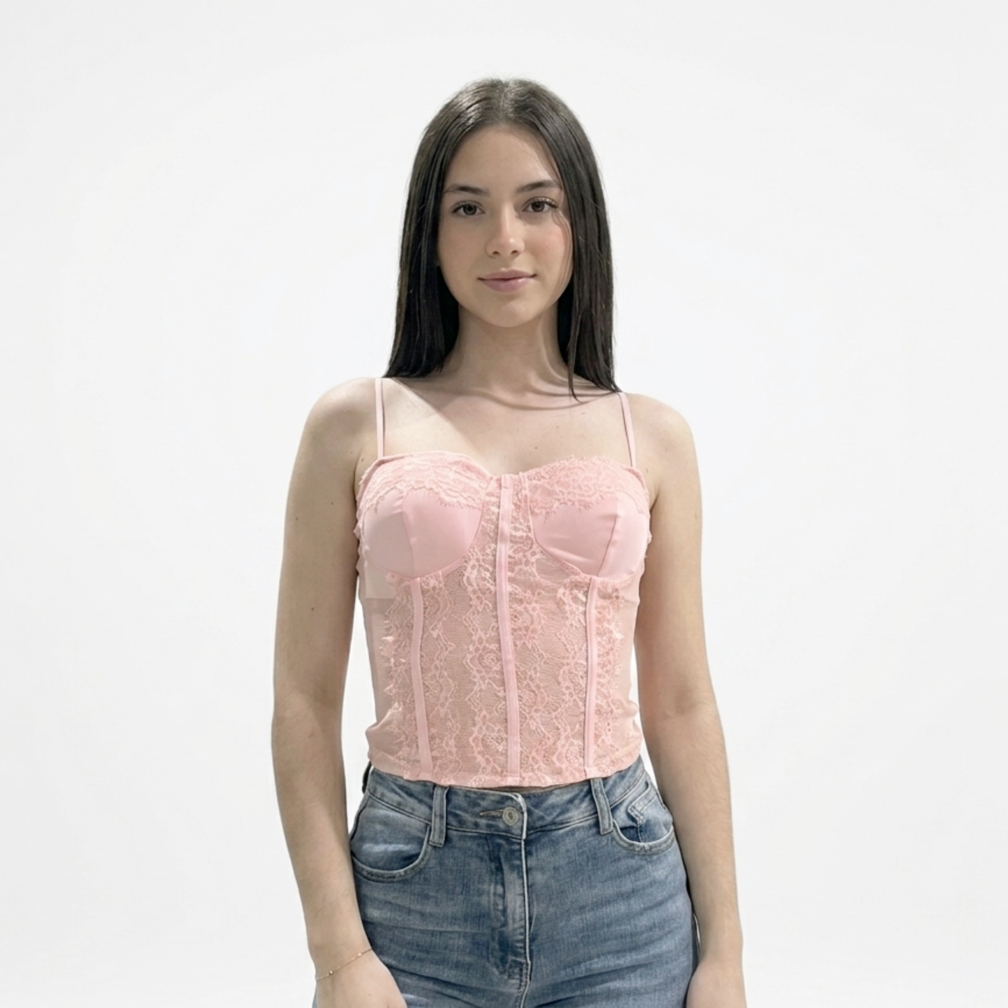 Damen-Korsettoberteil aus Spitze mit Spaghettiträgern – elegantes und trendiges, tailliertes Bustier