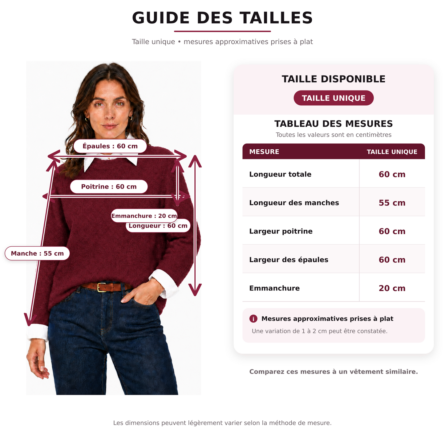Pull Femme en Maille Douce Effet Chemise avec Col et Poignets Blancs
